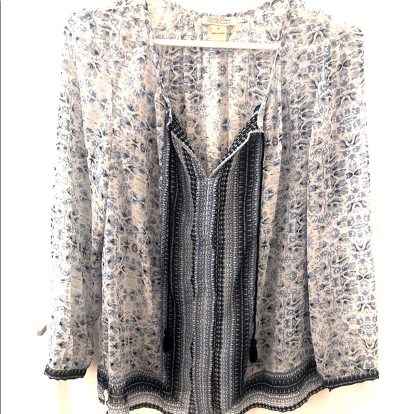 Lucky Brand sheer patterned blouse - Picture 1 of 5
